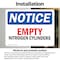 Signmission Empty Nitrogen Cylinders OSHA Notice Sign, Vinyl Decal, 10in W x 7in L, 2PK OS-2PACK-NS-D-710-L-15622 - alternate 6